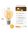 LED Filament pære A60 E27 - 8W, 2200K, Amber, Sæt af 6