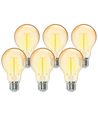 LED Filament pære A60 E27 - 8W, 2200K, Amber, Sæt af 6