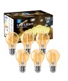 LED Filament pære A60 E27 - 8W, 2200K, Amber, Sæt af 6