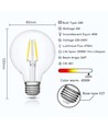 LED Filament pære G80 E27 - 4W, 6500K, Klar, 4 stk