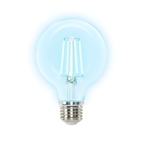 LED Filament pære G80, E27 - 6W, 6500K, Klar - 4 stk.