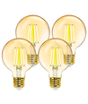 LED Filament pære G80 E27 4W - 2200K Amber - Pakke med 4 stk.