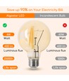 LED Filament pære G80 E27 4W - 2200K Amber - Pakke med 4 stk.