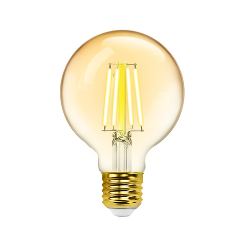 LED Filament pære G80 E27 6W - 2200K Amber - Pakke med 4 stk