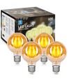 LED Filament pære G80 E27 6W - 2200K Amber - Pakke med 4 stk