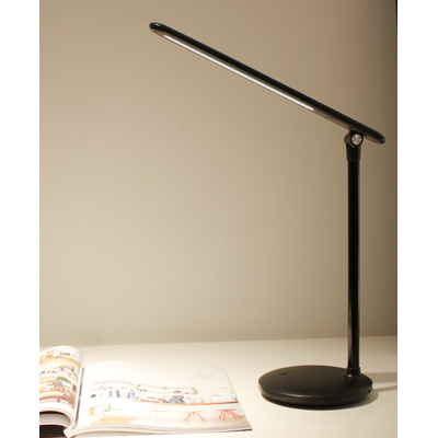 Billede af LED Skrivebordslampe med Rund Base - Sort, med Stik