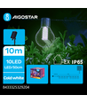 Solcelle Lyskæde G50, Kold Hvid, 1.5M+10M, 20 LED, 50cm/LED, Sort Ledning, 8 Blinkindstillinger, IP65