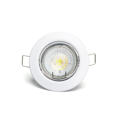 LED Justerbart Vinkel Spotlight, Indbygget GU10 - Hvid, Rund, 4.5W, 6500K, 65mm Udskæring - 3 stk./Vinduesæske - Kulør : Kold