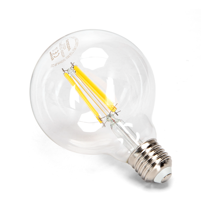 LED Filament Pære G95, E27, 10W, 6500K, Klar