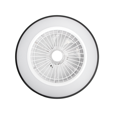 LED Loftlampe med Ventilator 55W, CCT+RGB, Sort/Hvid, Infrarød Fjernbetjening, 20', 6 Gear