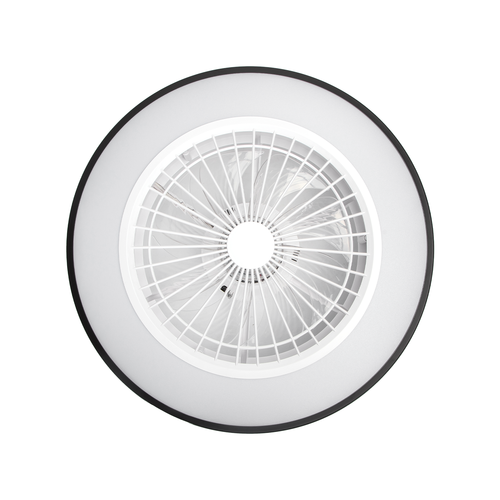 LED Loftlampe med Ventilator 55W, CCT+RGB, Sort/Hvid, Infrarød Fjernbetjening, 20", 6 Gear