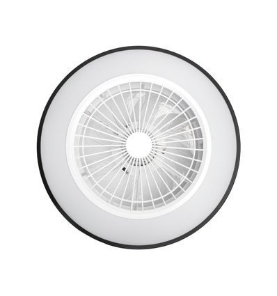 LED Loftlampe med Ventilator 55W – CCT+RGB, Sort/Hvid, Infrarød Fjernbetjening, 20", 6 Gear