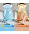 LED Loftlampe med Ventilator 55W – CCT+RGB, Sort/Hvid, Infrarød Fjernbetjening, 20