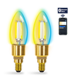 Bluetooth Mesh Smart Filament pære C35 E14 - 4.5W CCT Ravfarvet - Med Fjernbetjening, Dobbelt Pakke