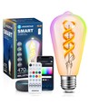 Bluetooth Mesh Smart Filament pære ST64 E27 - 4.9W RGB+CCT - Klar med Fjernbetjening