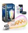 Bluetooth Mesh Smart Filament pære ST64 E27 - 4.9W RGB+CCT - Klar med Fjernbetjening