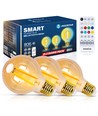 Bluetooth Mesh Smart Filament pære G80 E27 - 6W CCT Amber med Fjernbetjening - 3 stk.