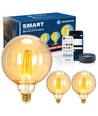 Bluetooth Mesh Smart Filament pære G95 E27 - 6W CCT Amber med Fjernbetjening - 3 stk.