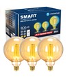 Bluetooth Mesh Smart Filament pære G95 E27 - 6W CCT Amber med Fjernbetjening - 3 stk.