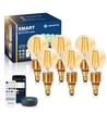 Bluetooth Mesh Smart Filament pære G45 - E14 4.5W CCT Amber | Med Fjernbetjening | 6 stk.