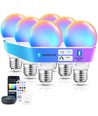 Bluetooth Mesh Smart LED-pære A60 E27, 9W, RGB+CCT, inkl. Gateway & Fjernbetjening - 6 stk. Pakke