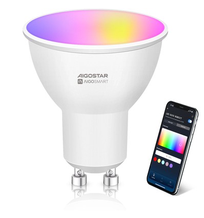 Bluetooth Mesh Smart LED-Pære GU10 6,5W RGB+CCT - 2-pak