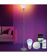 Bluetooth Mesh Smart Gulvlampe G45 E27 6.5W RGB+CCT - Inkl. Fjernbetjening & 2,3m Ledning - Grå