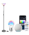 Bluetooth Mesh Smart Gulvlampe G45 E27 6.5W RGB+CCT - Inkl. Fjernbetjening & 2,3m Ledning - Grå