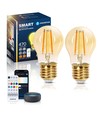 Bluetooth Mesh Smart Filament pære G45 - E27 4,5W CCT ravfarvet - Dobbelt pakke med fjernbetjening