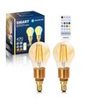 Bluetooth Mesh Smart Filament pære G45 - E14 4,5W CCT Amber - Med Fjernbetjening, Dobbelt-pakke