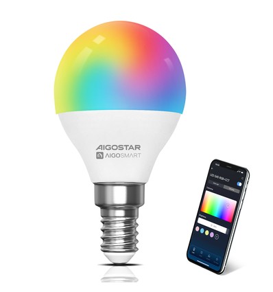 Bluetooth Mesh Smart LED-Pære G45 E14 - 6.5W RGB+CCT med Fjernbetjening, 2 Stk.