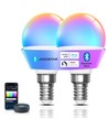 Bluetooth Mesh Smart LED-Pære G45 E14 - 6.5W RGB+CCT med Fjernbetjening, 2 Stk.