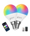 Bluetooth Mesh Smart LED-Pære G45 E14 - 6.5W RGB+CCT med Fjernbetjening, 2 Stk.