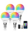 Bluetooth Mesh Smart LED Pære G45 E14 6,5W RGB+CCT med Fjernbetjening - 4 stk.