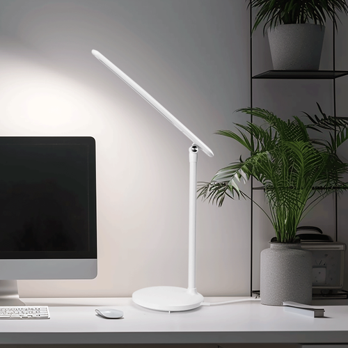 LED Skrivebordslampe (Rund Fod) Stikkontakttype - Hvid