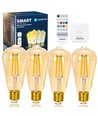 Bluetooth mesh smart filament pære ST64 - E27 6W CCT amber, fjernbetjening /4 STK