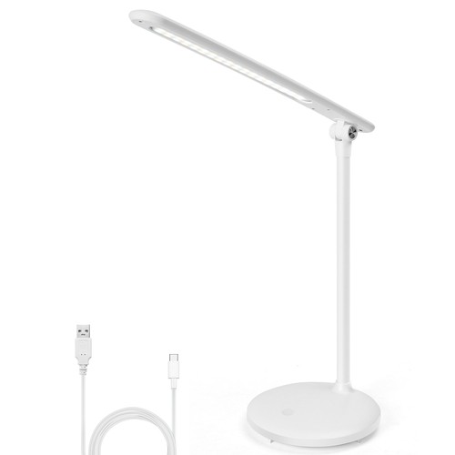 LED skrivebordslampe (rund base) genopladelig type - hvid