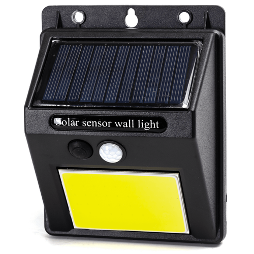 Solcelle Væglampe m. Sensor - områdebelysning - COB - ensidet belysning - lille - 6500K