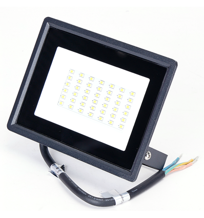 LED Projektør - 05 - Glasdæksel - Sort - 30W - 4000K - 22,5 cm