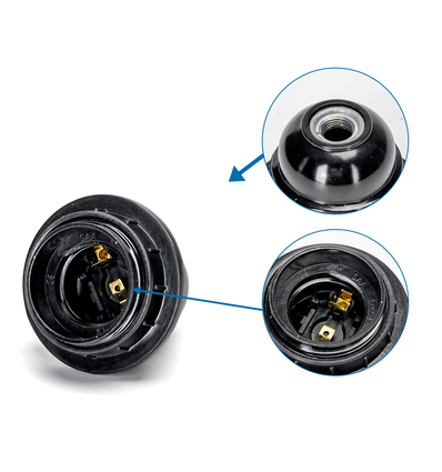 Lampesokkel bakelit - E27 - halv gevind - sort
