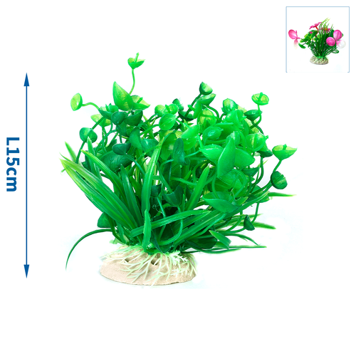 Enkelt gren plastikplante - 03 - L15CM - grøn