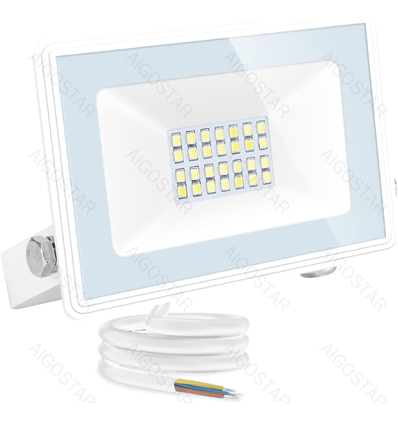 LED Projektør - 05 - Glasdæksel - Hvid - 20W - 6500K - 22,5 cm