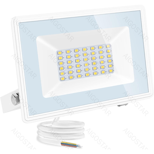 LED projektør - 05 - glasdæksel - hvid - 30W - 6500K - 22,5 cm