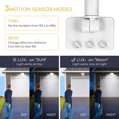 LED Projektør med Glashus - Hvid, 30W, 4000K, 22,5 cm, med Sensor