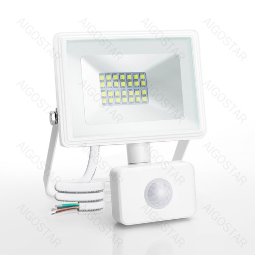 LED projektør - 05 - glasdæksel - hvid - 20W - 6500K - 22,5 cm - sensor