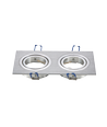 Indbygningsspot uden fatning - Aluminium, 2 spots, firkantet