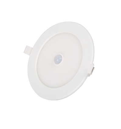 LED E6 Slim 12W 3000K Rund Indbygningsspot med PIR-Sensor - Udskæringsstørrelse: 155mm