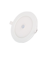 LED Downlight Slim, PIR Bevægelsessensor 360° - Indbygning Rund 12W, Klar/Kold Hvid 6000K, Mat Hvid, Ø170mm