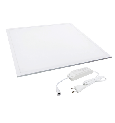 LED E5 Panel, 40W, 3000K, 595x595x8mm, Hvid, 1.5m Ledning, Stik, UGR19
