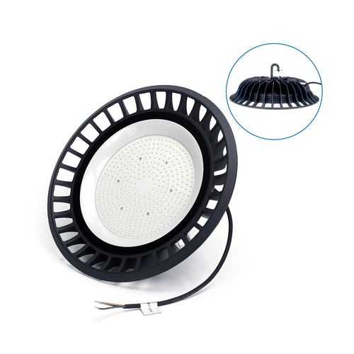 LED UFO High Bay 200W, Lagerbelysning - Vandtæt IP65, Klar/Kold Hvid 6500K, Aluminium